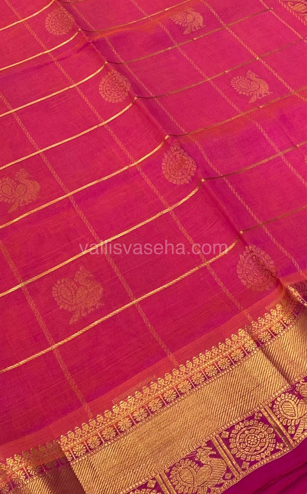 Pure Silk Cotton Saree - Mayil & Chakkaram Design - Peachish Pink - VVMC001