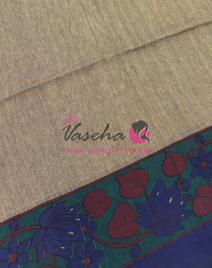 Handloom Cotton Sarees with Kalamkari Blouse - VVKCK003