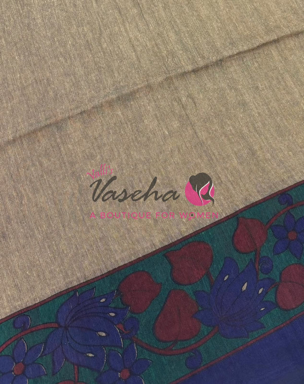 Handloom Cotton Sarees with Kalamkari Blouse - VVKCK003