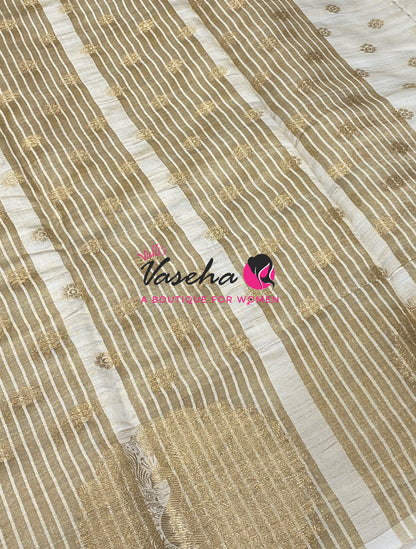 Semi Tussar Silk Saree | Cream Shade |VVSTS056