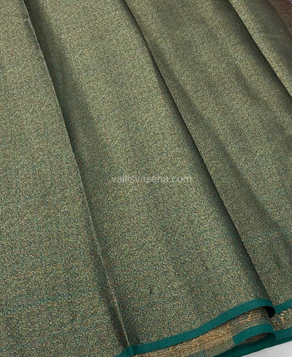 Bamboo Silk Saree - Dusty Wine with Ramar Greenish Blue Shade - VVBSS001