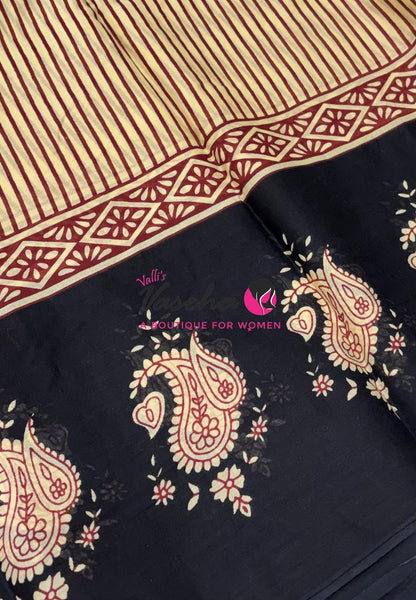 Pure Soft Mul Mul Cotton Sarees - Hand Block Prints - VVMMC011