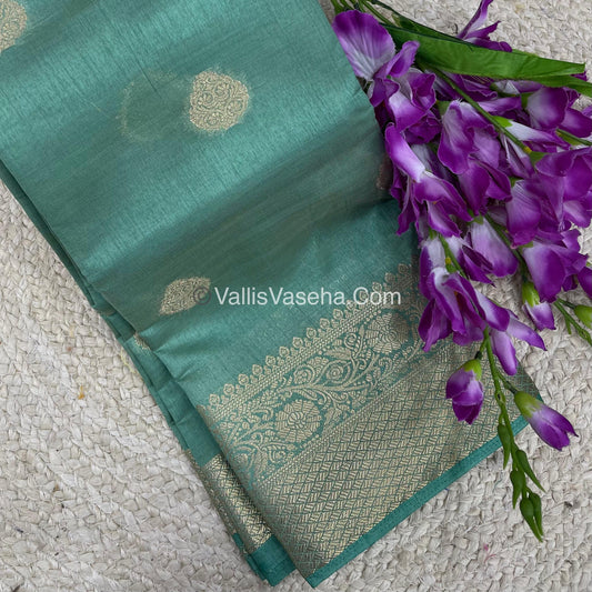 Semi Tussar Silk - Grand Pallu  - Sea Green Shade - VVSTS041