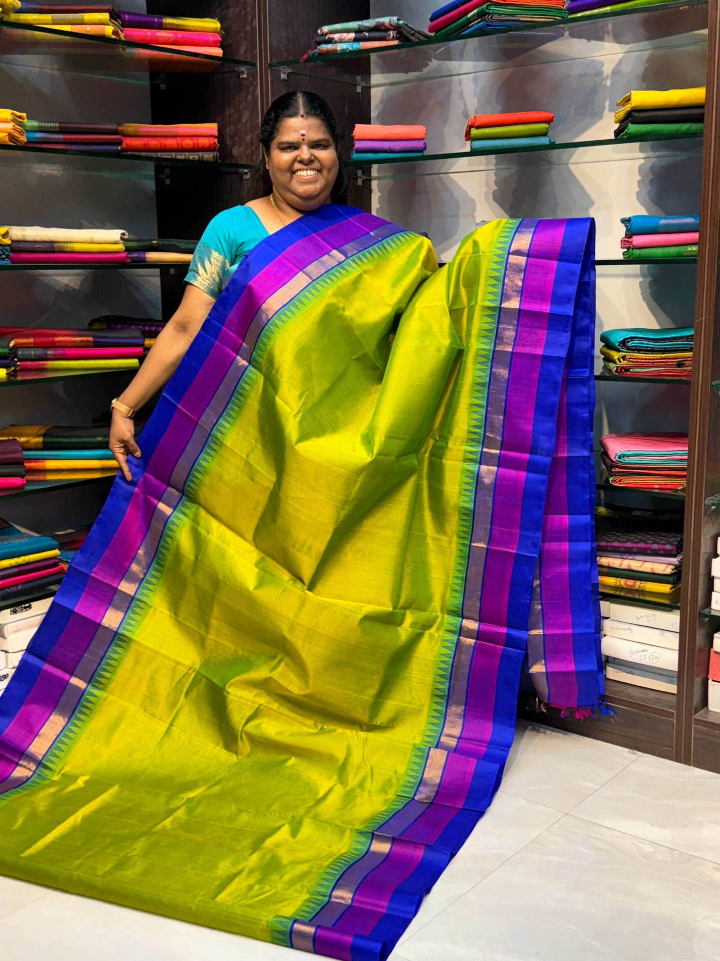 Pre Booking - Pure Korvai Silk Cotton Saree - Temple border - VVPBSC011