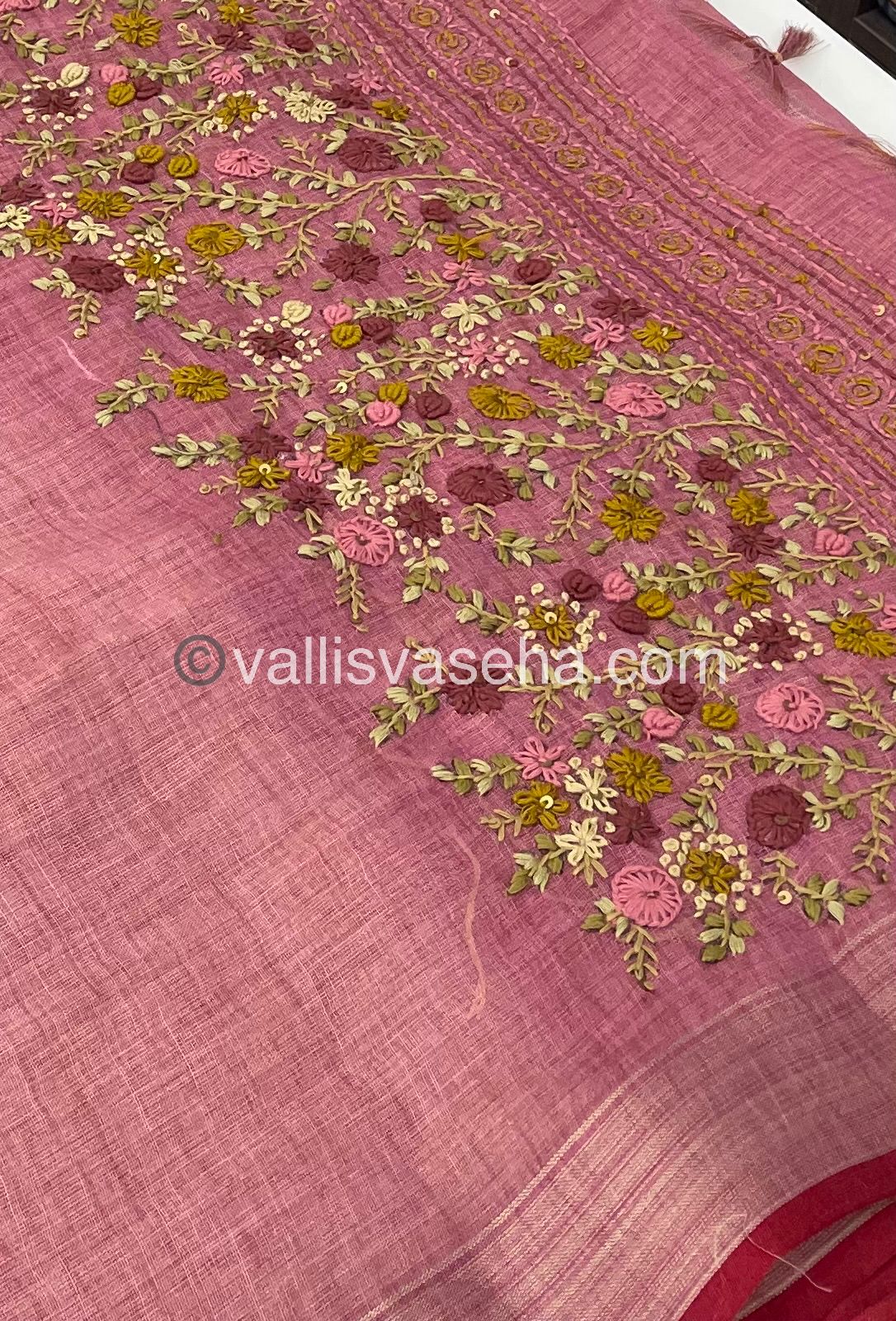 French Knot - Tissue Saree - Pink Shade - VVLFN001