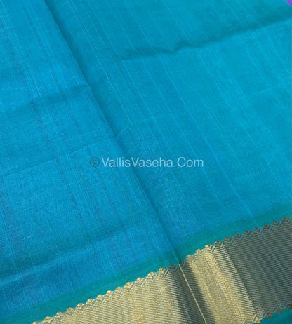 Pure Silk Cotton Saree - Mayil & Chakkaram Design - Lavender With Blue Shade - VVMC002