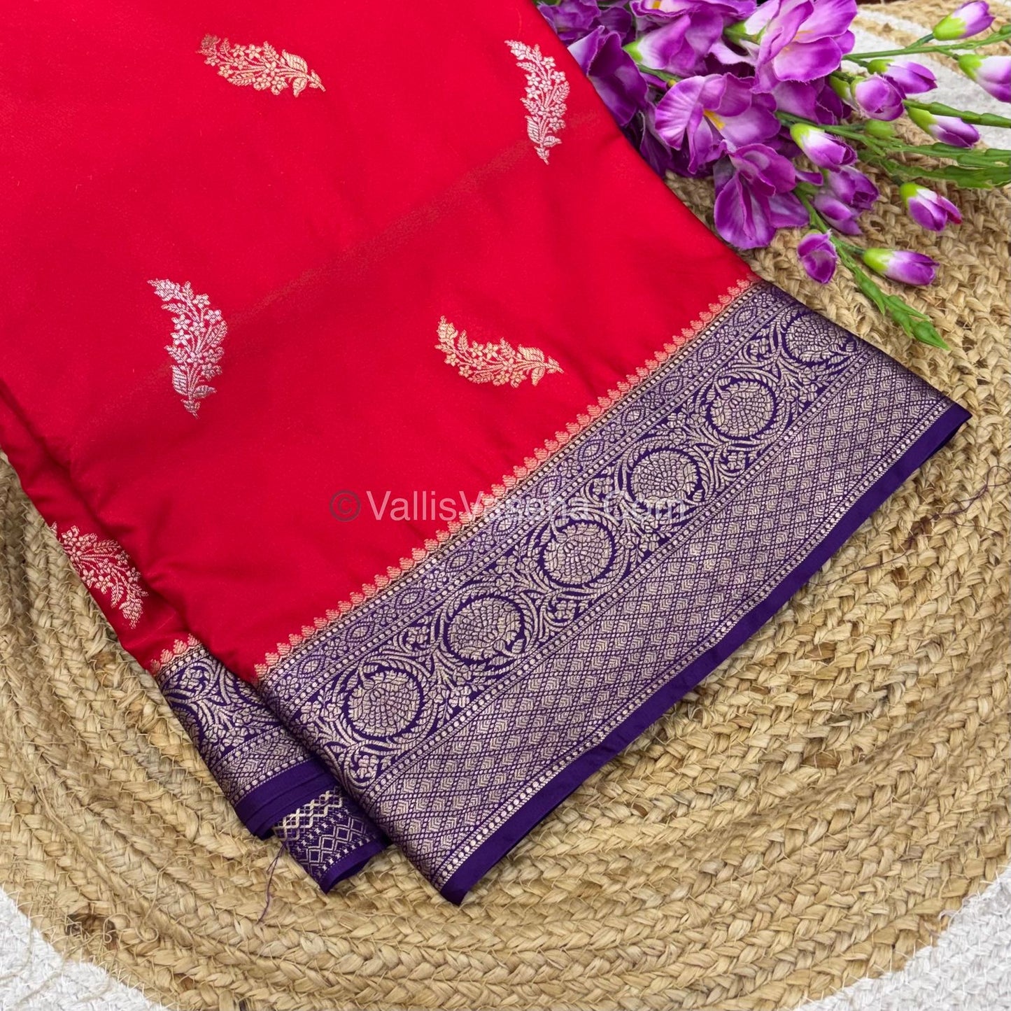 Premium Viscose Saree - Red & Purple Shade - VVPV001
