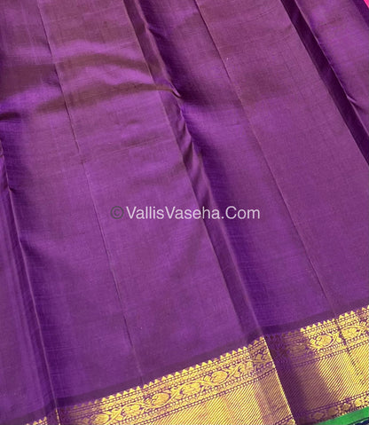 Pure Kanchipuram Silk Saree - Dark Pink & Wine/Green Combo - VVPS014