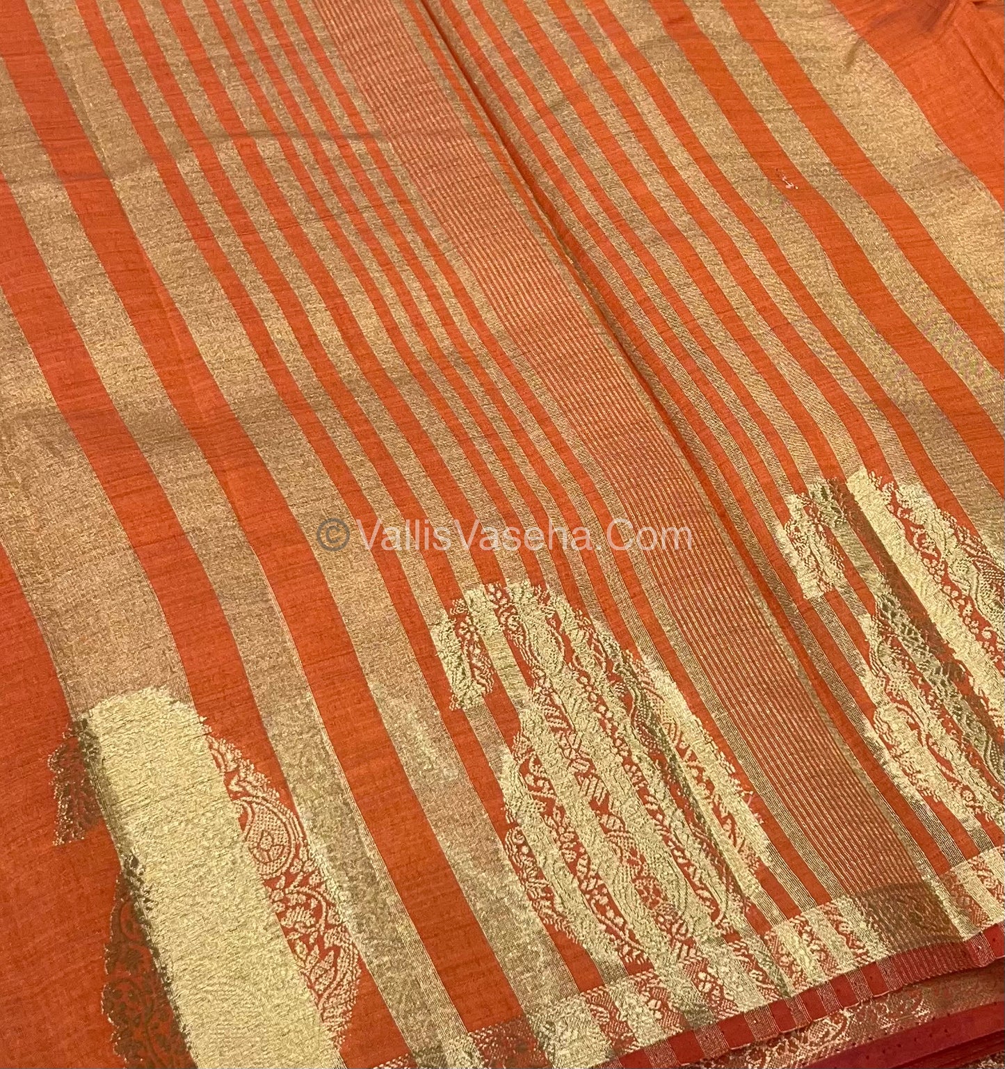 Semi Tussar Silk - Small Mango - Rust Orange Shade - VVSTS002