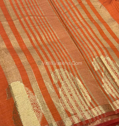Semi Tussar Silk - Small Mango - Rust Orange Shade - VVSTS002