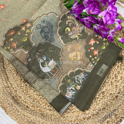 Semi Chanderi Saree - Digital Printed - VVSCD001