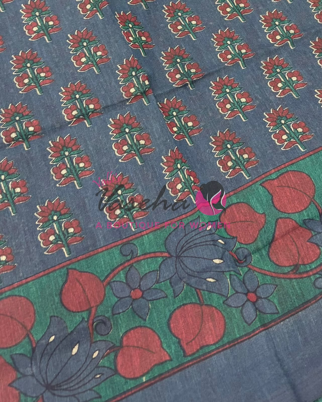 Handloom Cotton Sarees with Kalamkari Blouse - VVKCK003