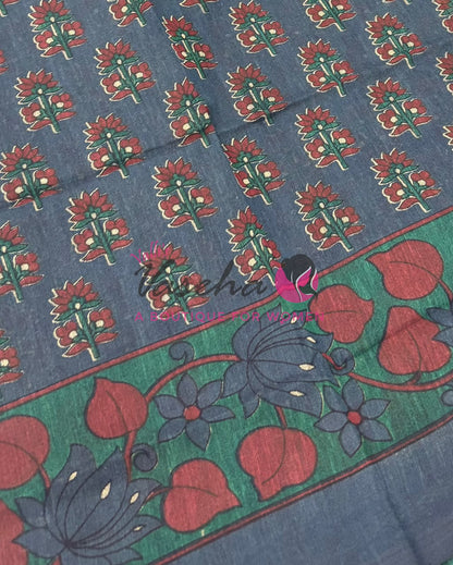 Handloom Cotton Sarees with Kalamkari Blouse - VVKCK003