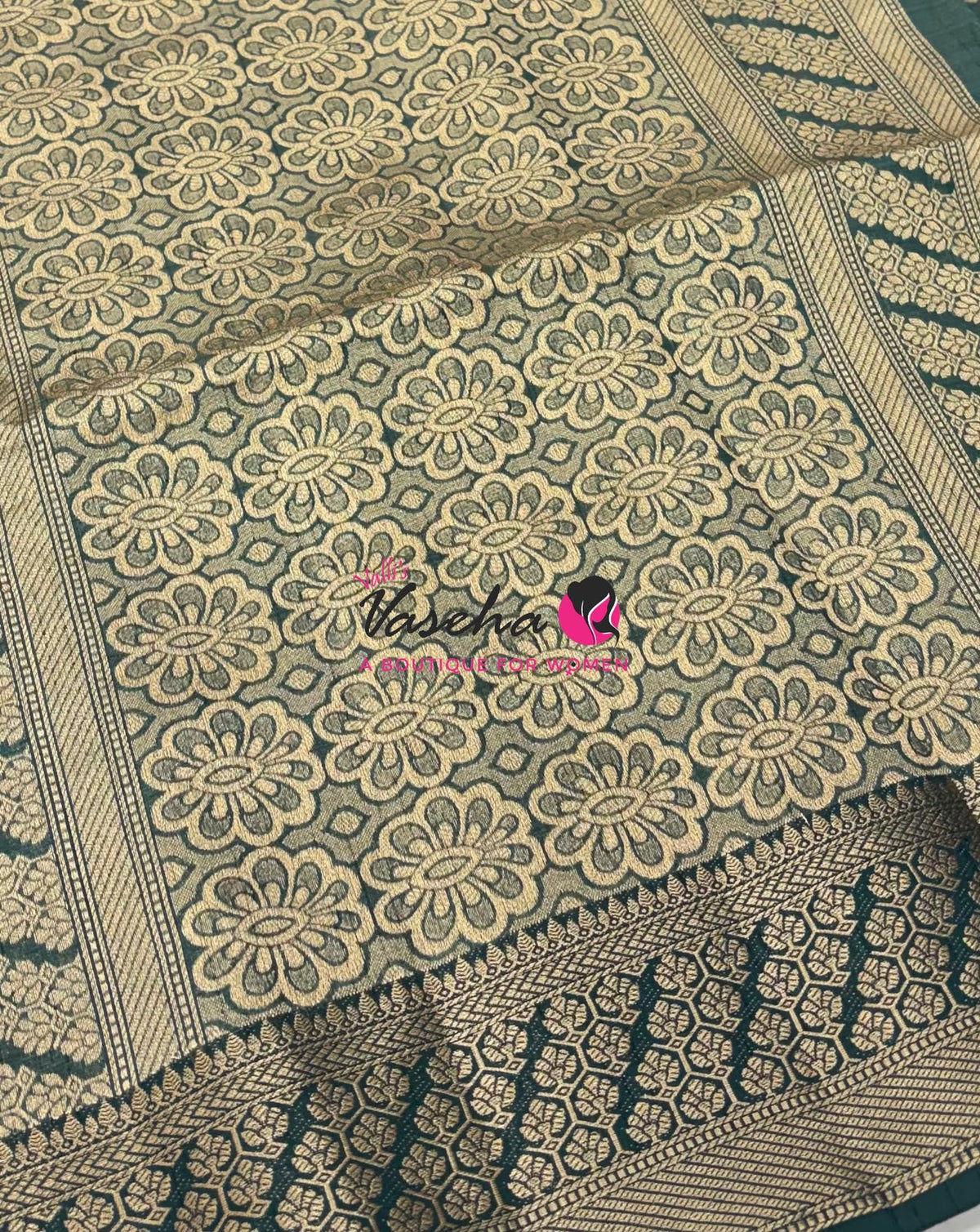Semi Tussar Silk - Grand Pallu  - Green Shade - VVSTS071