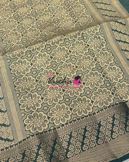 Semi Tussar Silk - Grand Pallu  - Green Shade - VVSTS071
