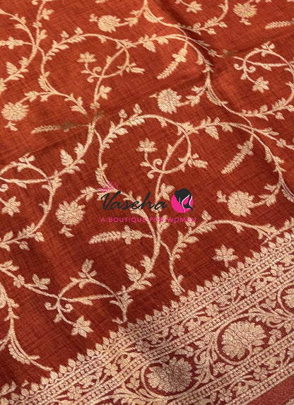 Banarasi - Heritage Silk - Semi Kathan Silk - Rust Orange  Shade- VVBHS001