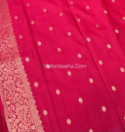 Semi Soft Silk - Tree With Double Birds Butta Border - Pink Shade -VVSSS011