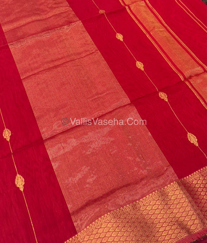 Pure Maheshwari Silk Cotton Saree - Red Color - VVMSC005