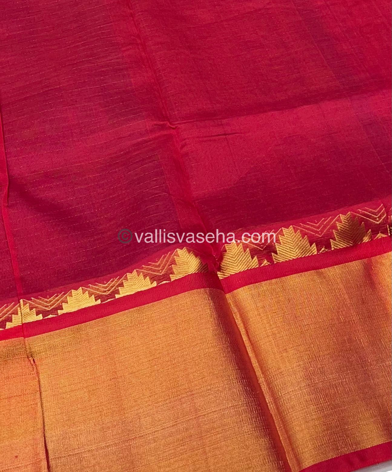 Pure Korvai Silk Cotton - Lakshadeepam Design - Short and Long border - VVKLD003