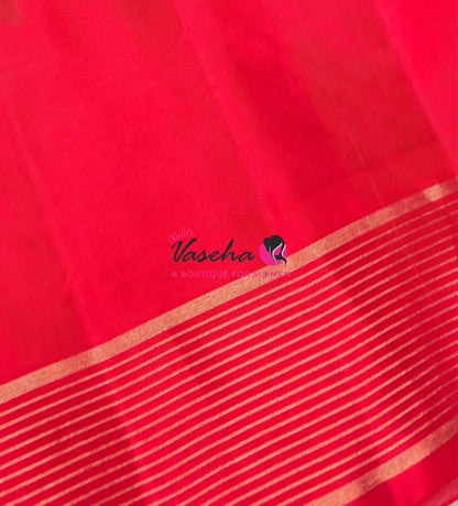 Half Mixed  Soft Silk Saree - (1.75 warp) Purplish Pink & Red - VVPSS090