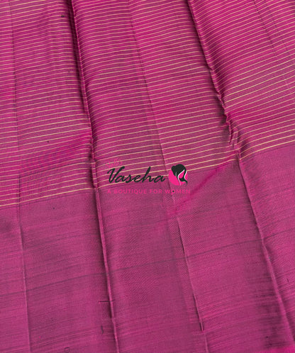 Pure Kanchipuram Silk Saree - Green & Purple Combo - VVPS027