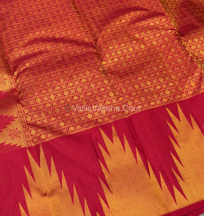 Pure Vintage Kanchipuram Silk Saree - Red Shade - VVPS019