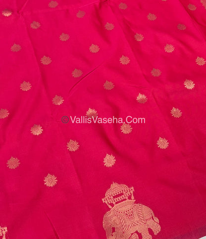 Semi Soft Silk - Elephant Butta Border - Pink Shade -VVSSS011