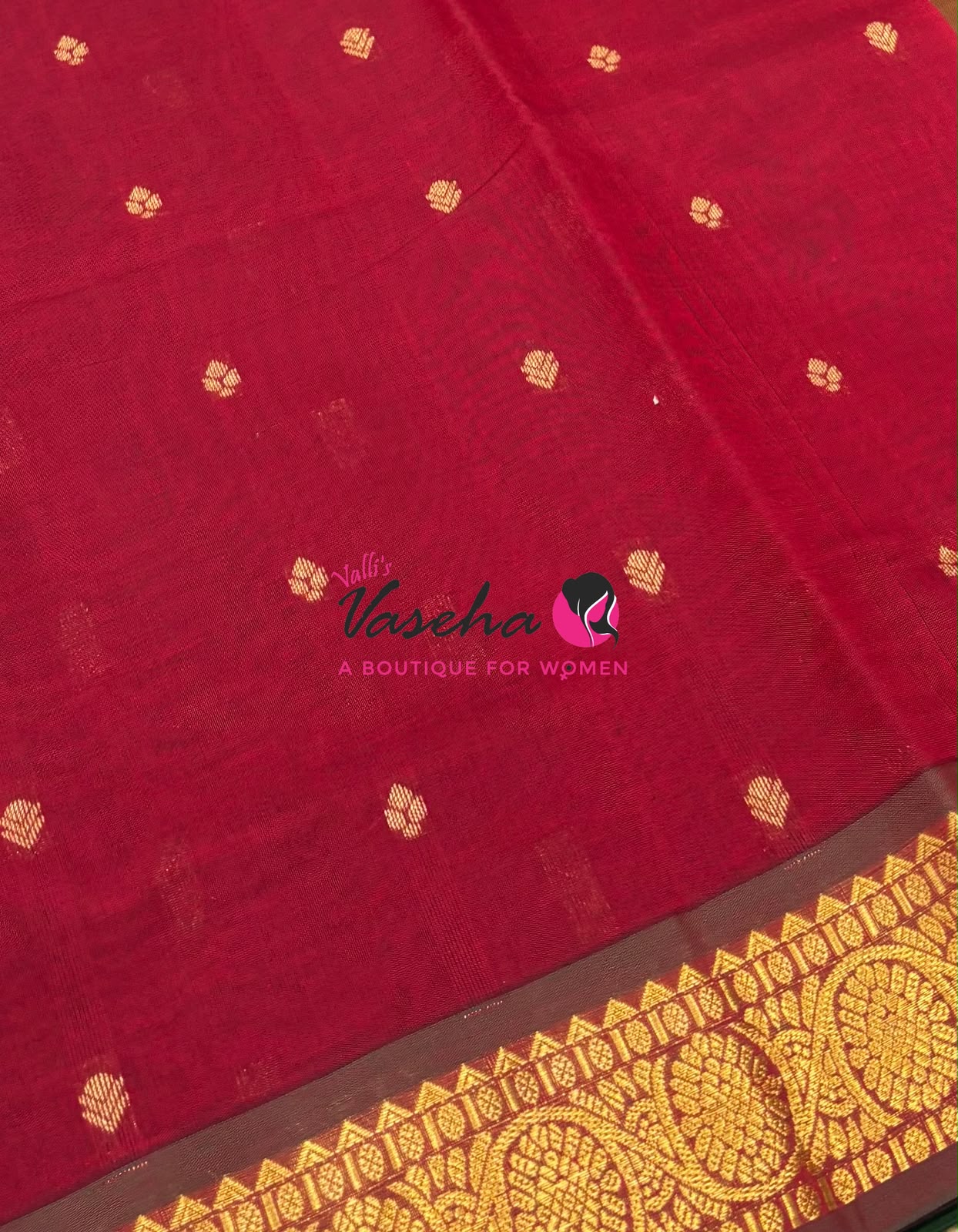 Semi Silk Cotton Saree | Double Leaf Butta Design |VVSSC016