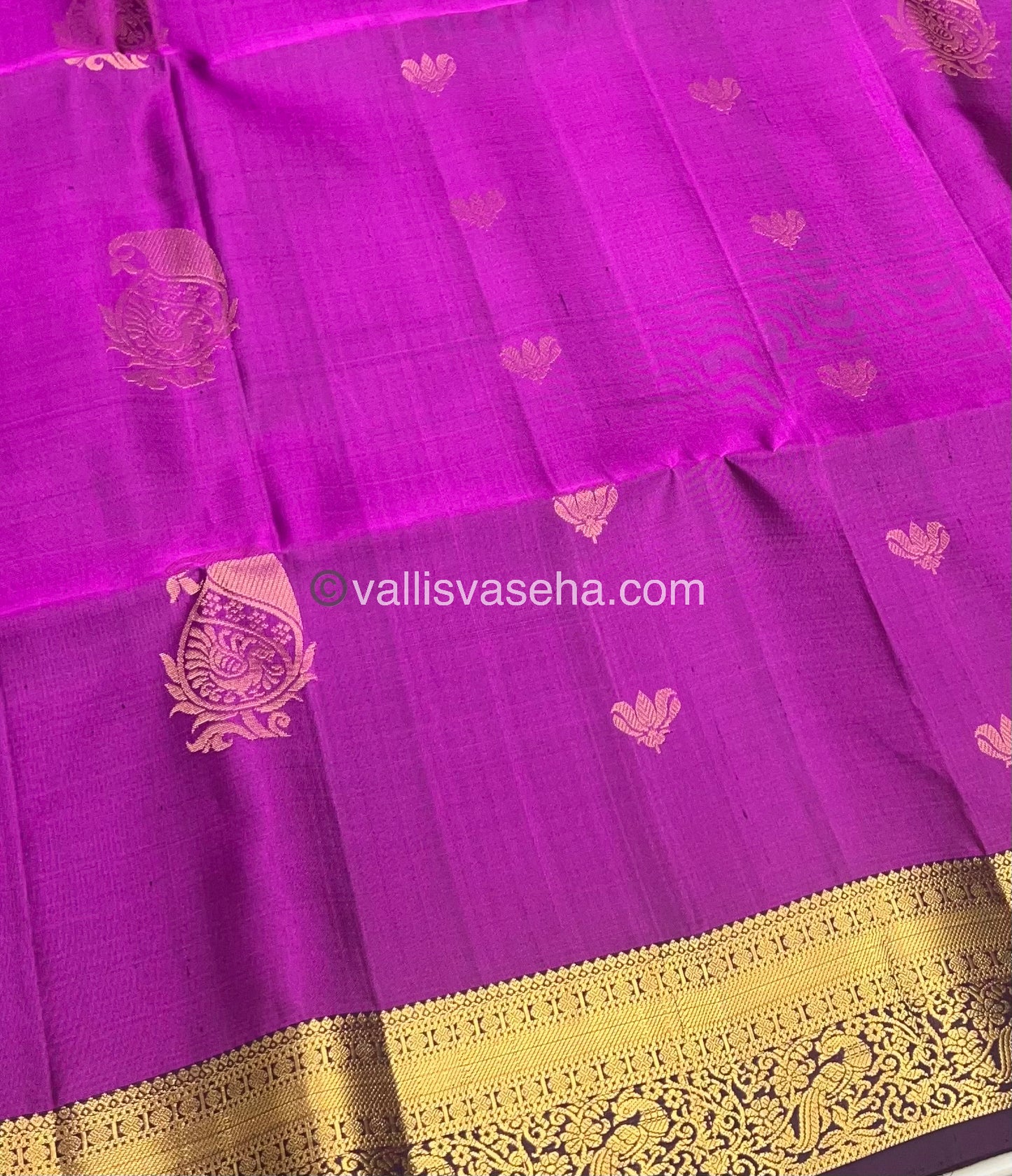 Pure Soft Silk Saree - Kanchi Border - Purplish Pink & Dark Purple Combo - VVPSS046