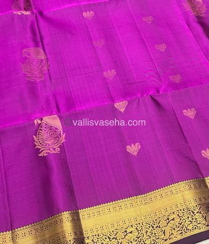Pure Soft Silk Saree - Kanchi Border - Purplish Pink & Dark Purple Combo - VVPSS046