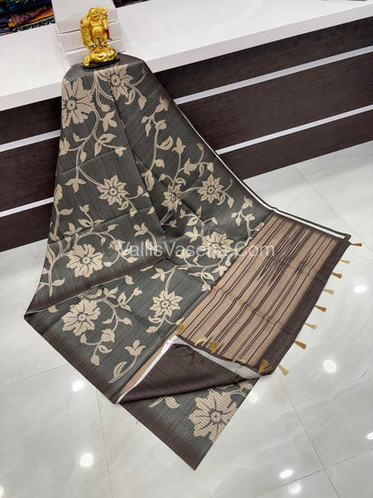 Art Tussar / Art Silk - Grey & Grey Shade - VVATS003