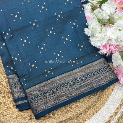 Semi Tussar Silk - Grand Pallu  - Ramar Blue Shade - VVSTS031