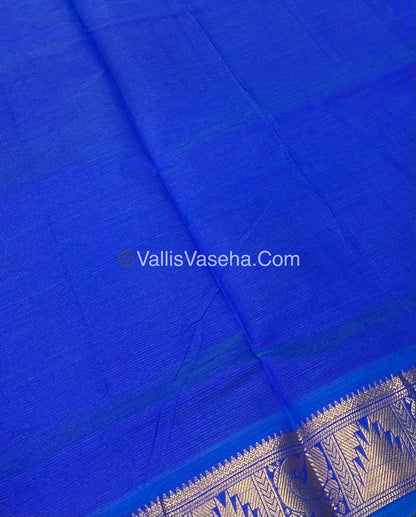 Semi Silk Cotton Saree - Red With  Blue Shade - VVSSC008