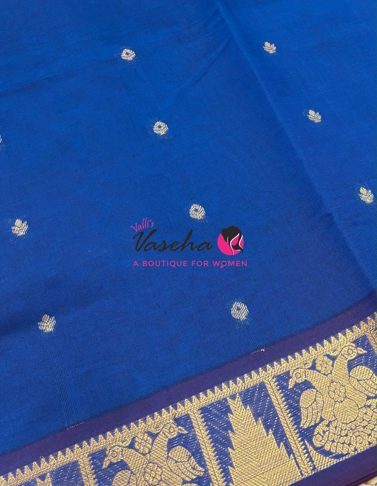 Semi Silk Cotton Saree - Small Zari Butta  - Retta Mayil Border- VVSSC015