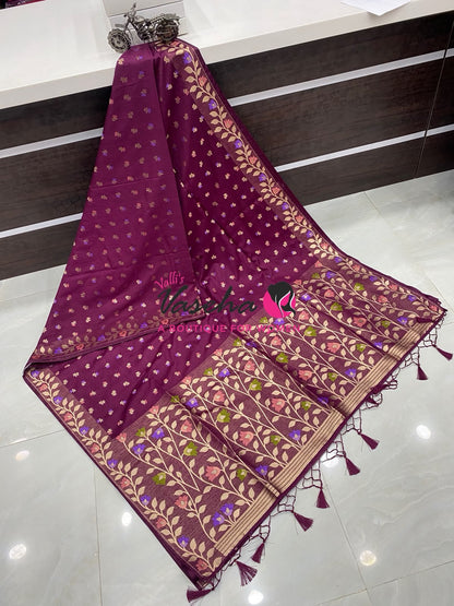 Banarasi - Heritage Meenakari Silk  - Wine Shade - VVBHS012