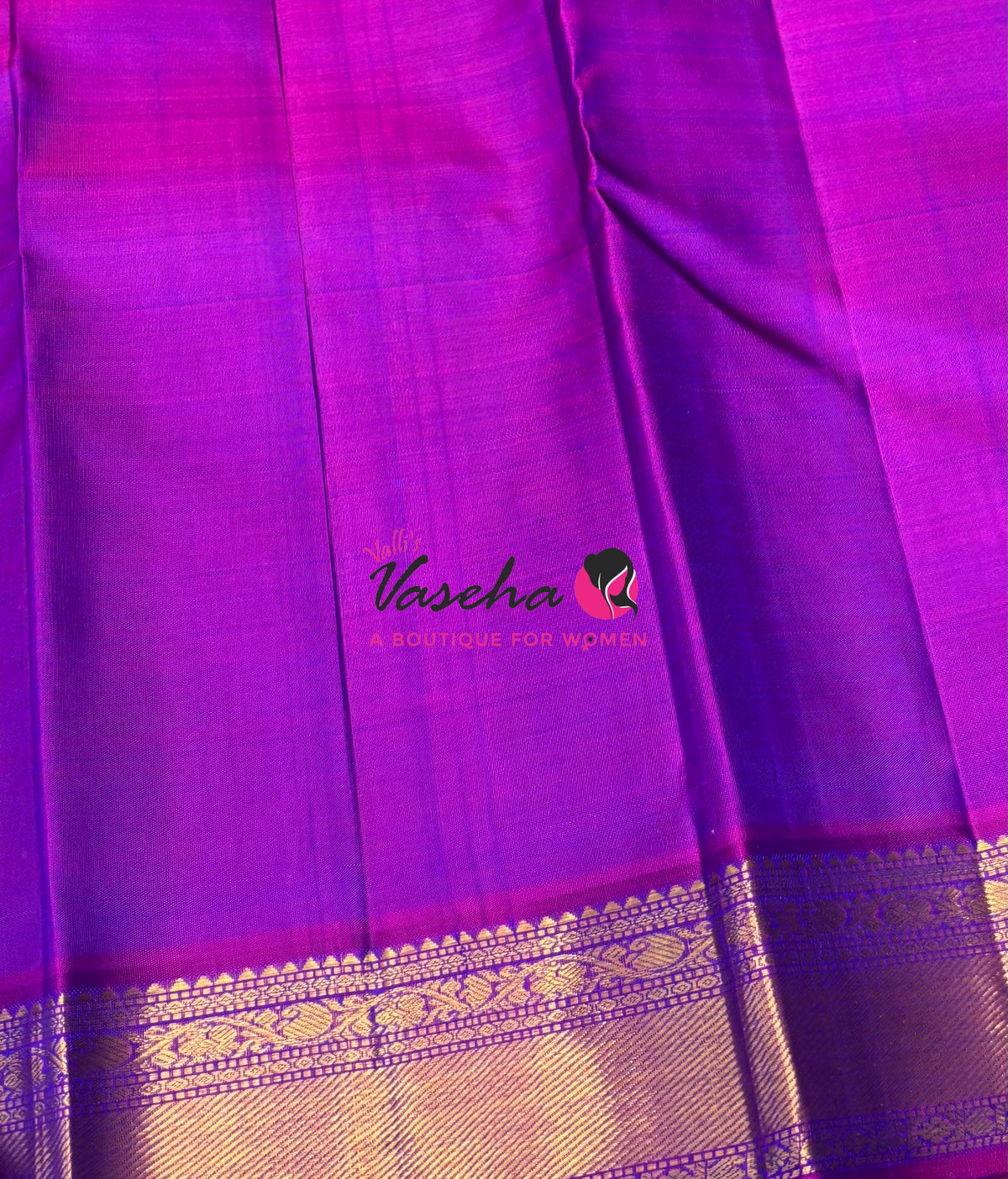 Pure Kanchipuram Silk Saree - Peacock Blue & Purple Combo - VVPS025