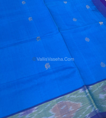 Semi Silk Cotton Saree - Blue & Blue Combo - VVSSC001