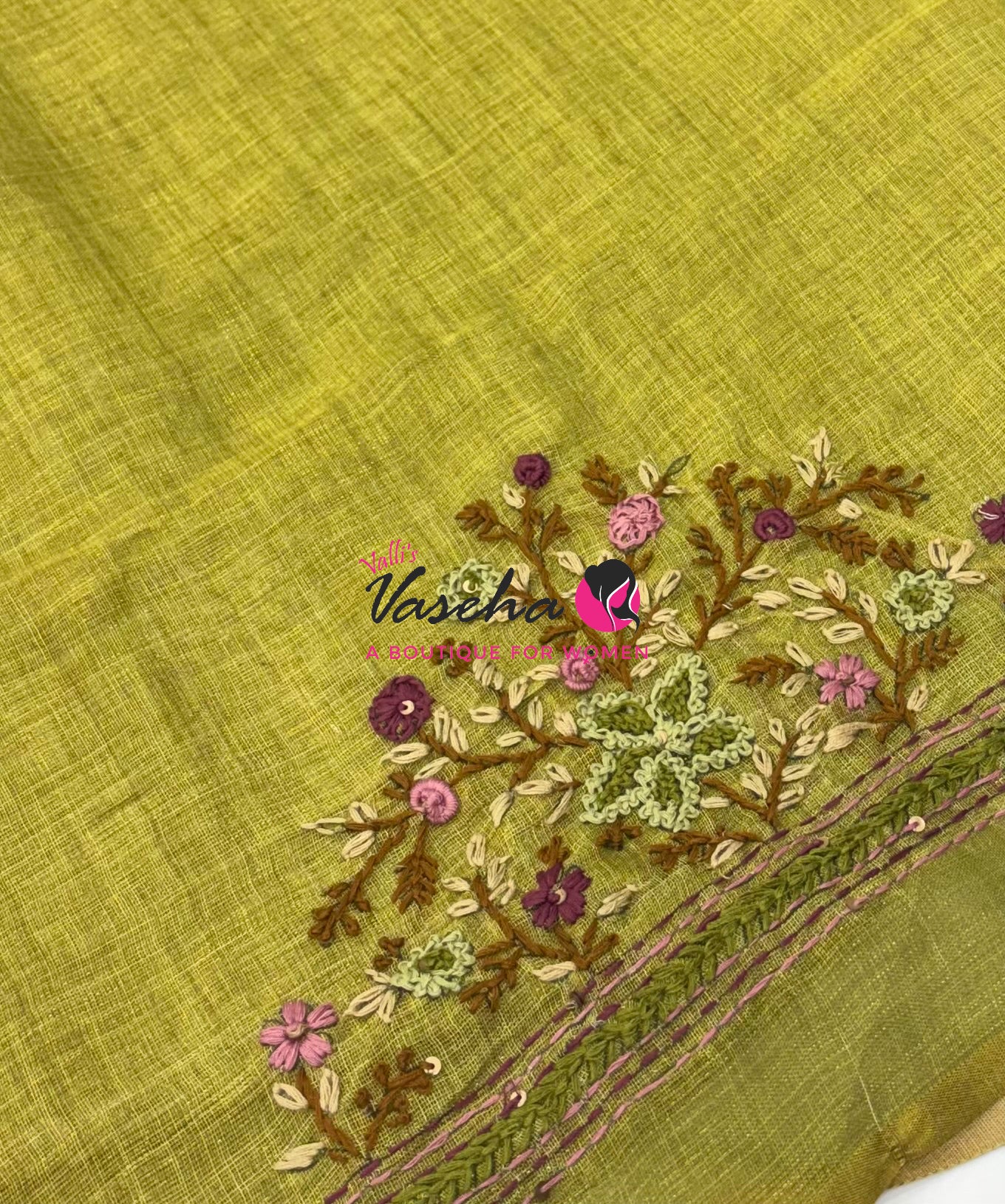 French Knot - Linen Tissue Saree  - Heavy Work Blouse - VVLFN020