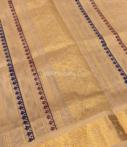 Pure Printed Silk Cotton Sarees - Purple  with Biscuit    - VVPSC004