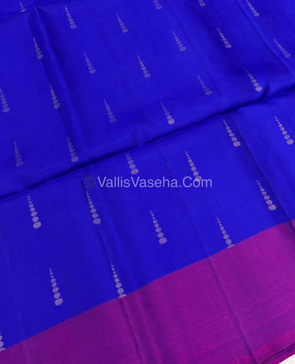 Half Mixed Soft Silk Saree - Blue With Purple - VVPSS073