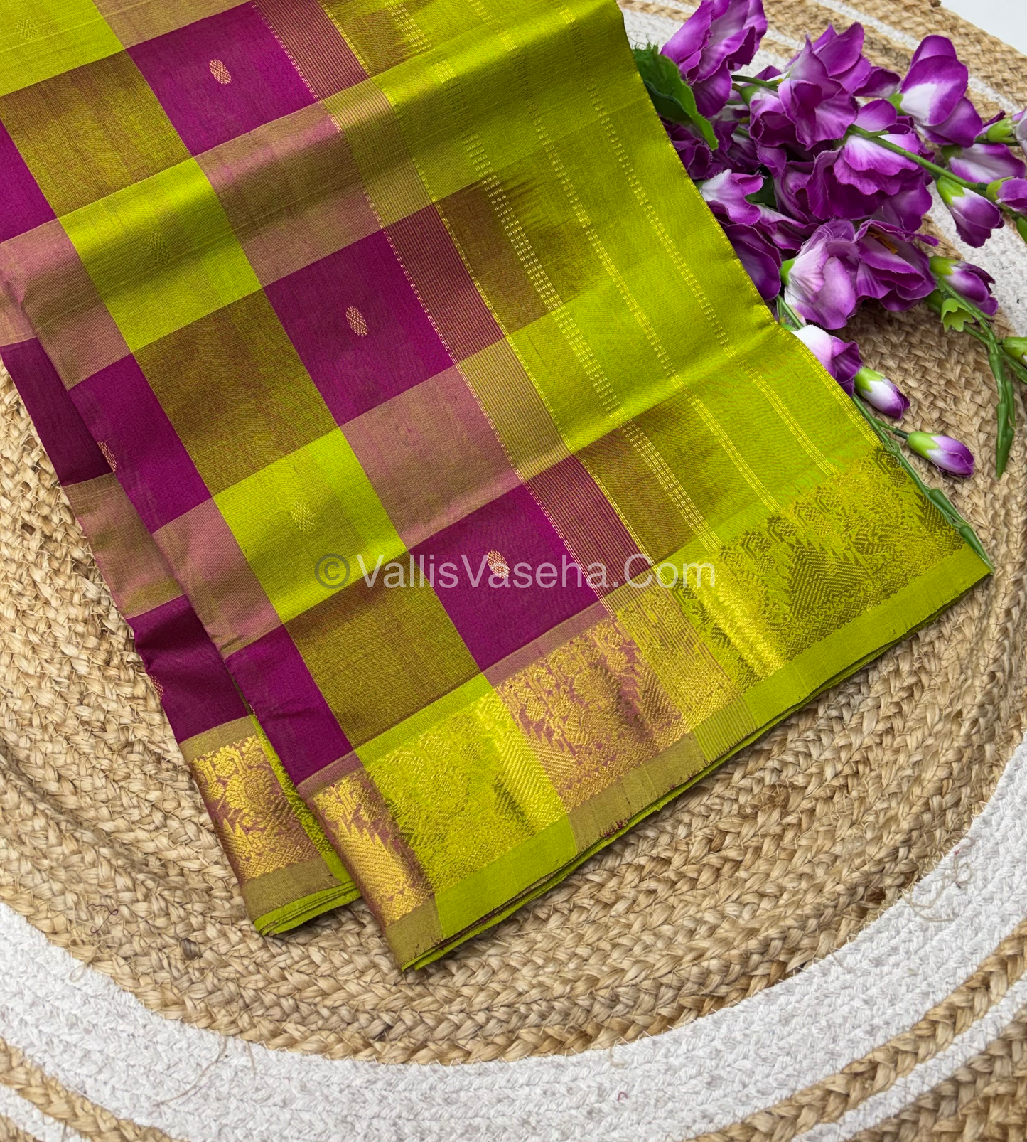 Pure Silk Cotton Saree - Pazhum Pazhamum Checks Design - VVPPSC02