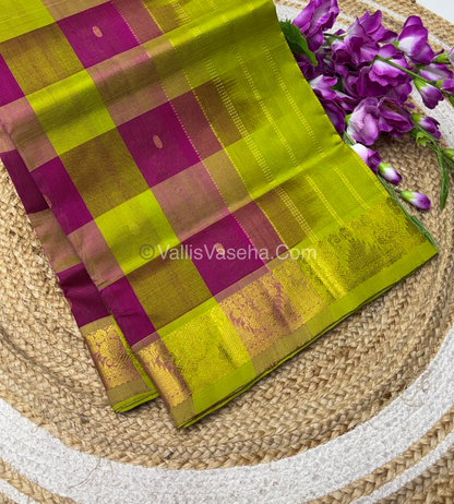 Pure Silk Cotton Saree - Pazhum Pazhamum Checks Design - VVPPSC02