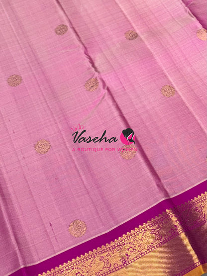 Pure Kanchipuram Silk Saree - Baby Pink & Dark Pink  Combo - VVPS025