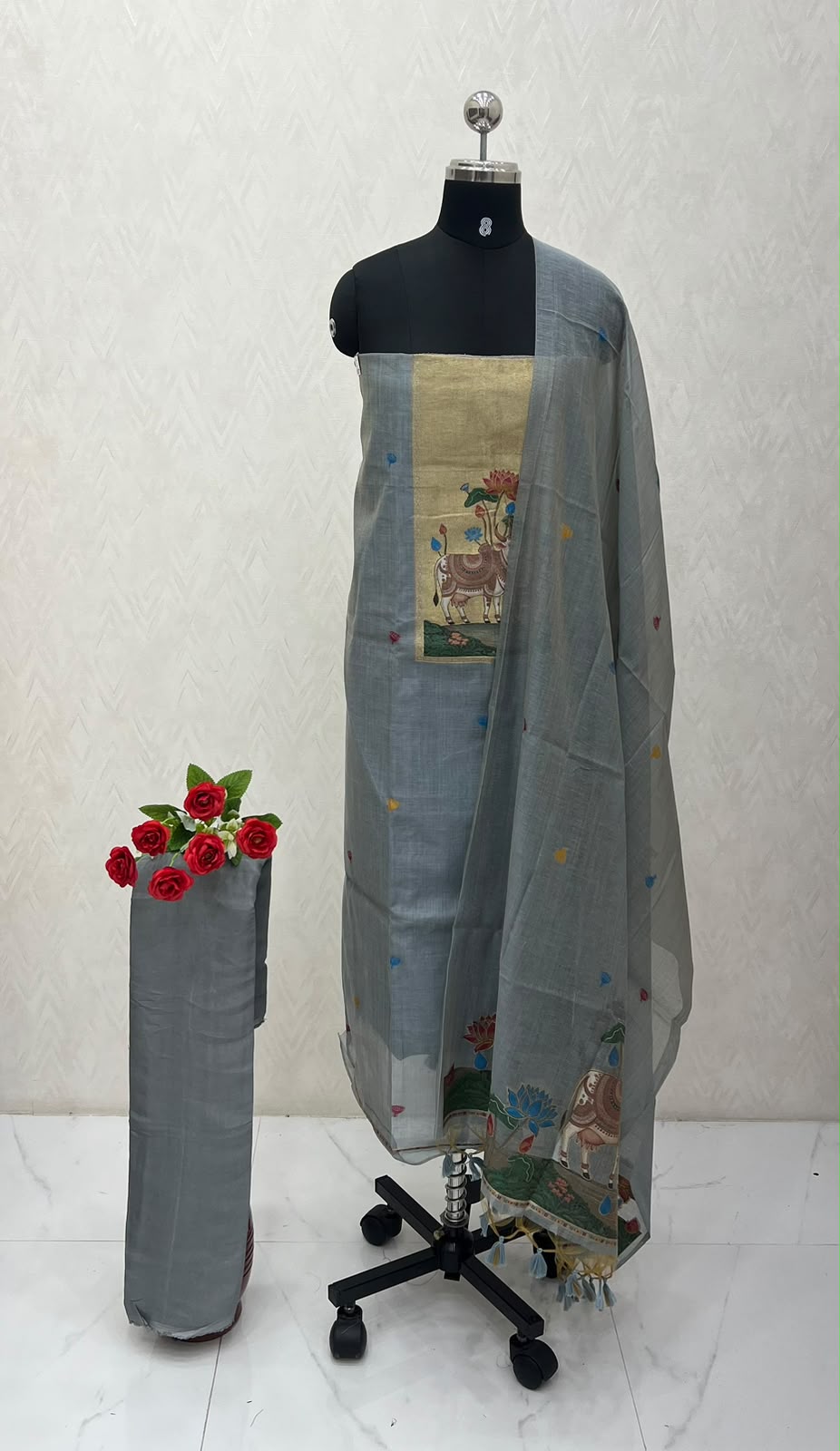 Unstitched Linen Material |Grey  Shade | VVUSM081