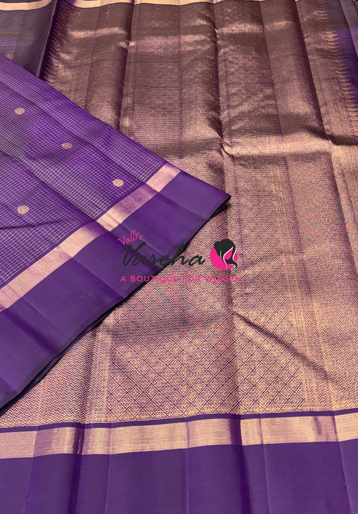 Pure Kanchipuram Silk Saree - Purple Shade - VVPS100