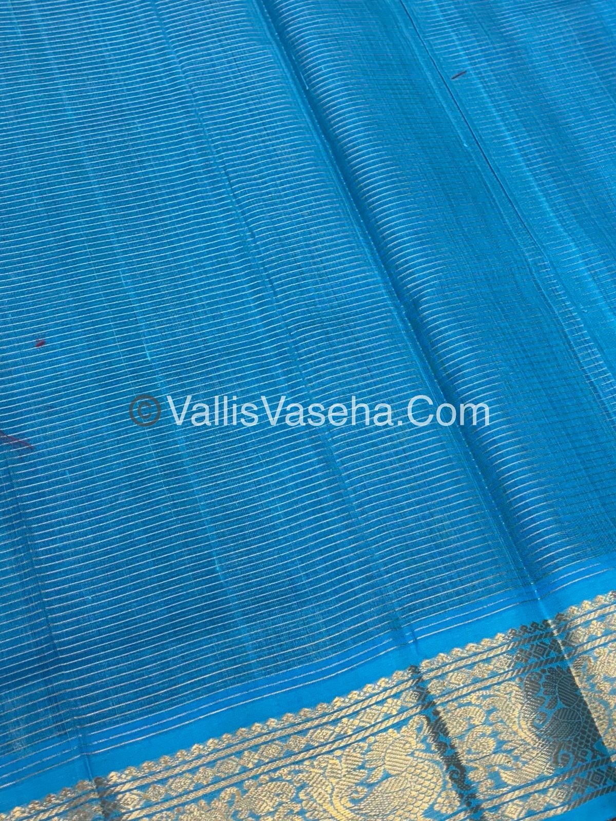 Pure Silk Cotton Sarees - Vairavoosi Lines - Blue With Blue Shade - VVPSC006