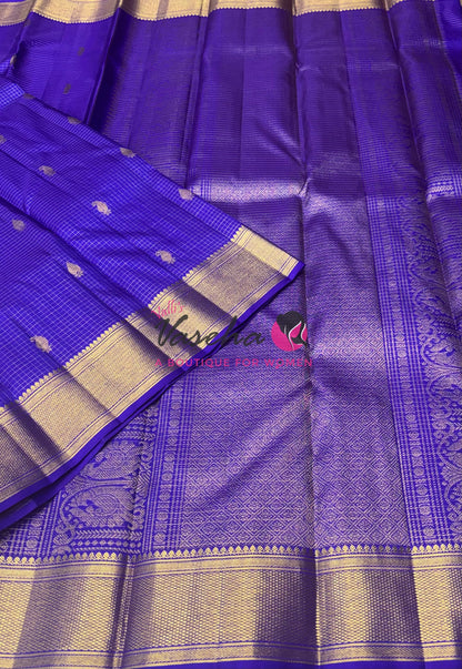 Pure Kanchipuram Silk Saree - Violetish Purple Shade  - VVPS058