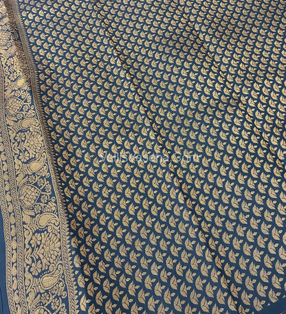 Kanchi Semi Silk - Grey with Black VVKSS001