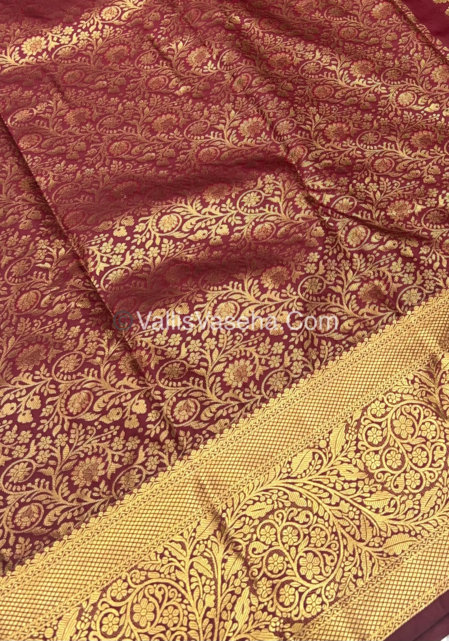 Semi Kanchipuram Silk - Wine Merun shade - Semi Bridal - VVSKS002