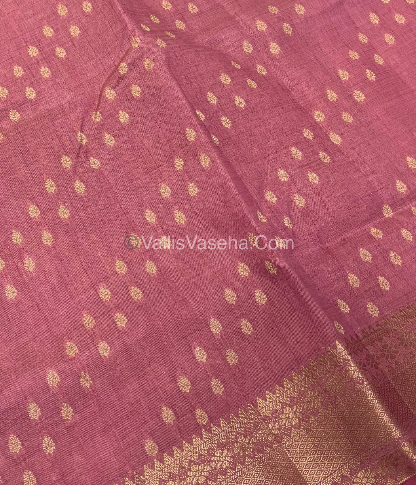 Semi Tussar Silk - Grand Pallu Onion, Pink Shade - VVSTS017